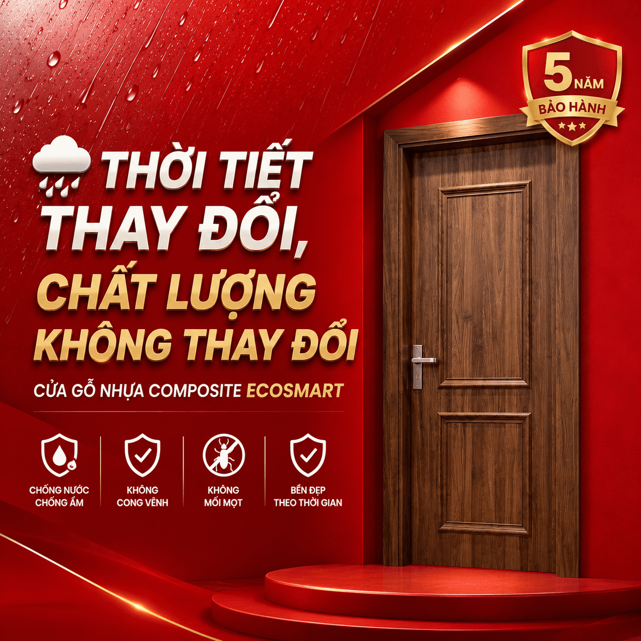 Khóa từ thông minh và hệ bản lề âm cửa gỗ nhựa composite CGHome