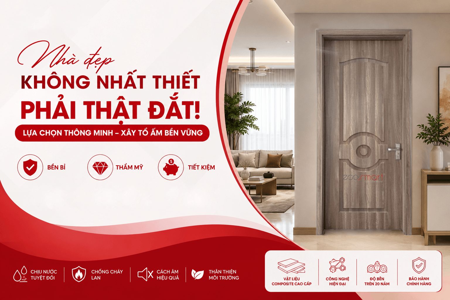 Kỹ thuật viên thi công lắp đặt cửa gỗ nhựa composite CGHome tại công trình